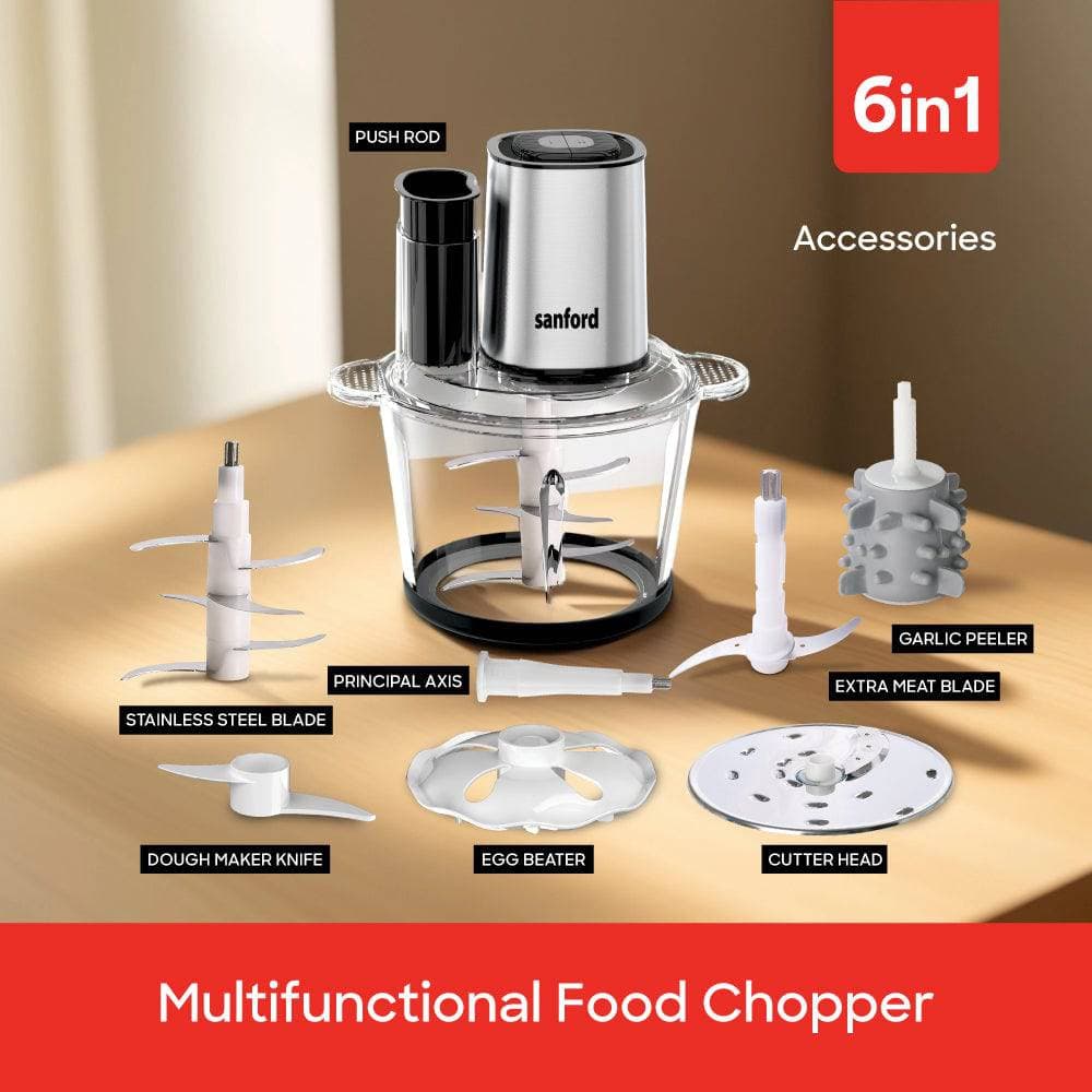 Sanford 500W Food Chopper with 3L Glass Bowl, SS Blades & 2-Speed Control, view 3
