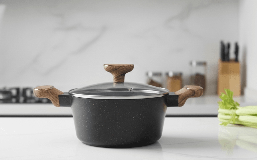 Black casserole heavy medium size
